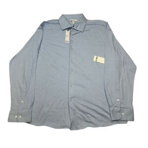 Bar III Slim Fit Knit Dress Shirt XL 17-17.5 Light Blue Stretch‎ Button Down